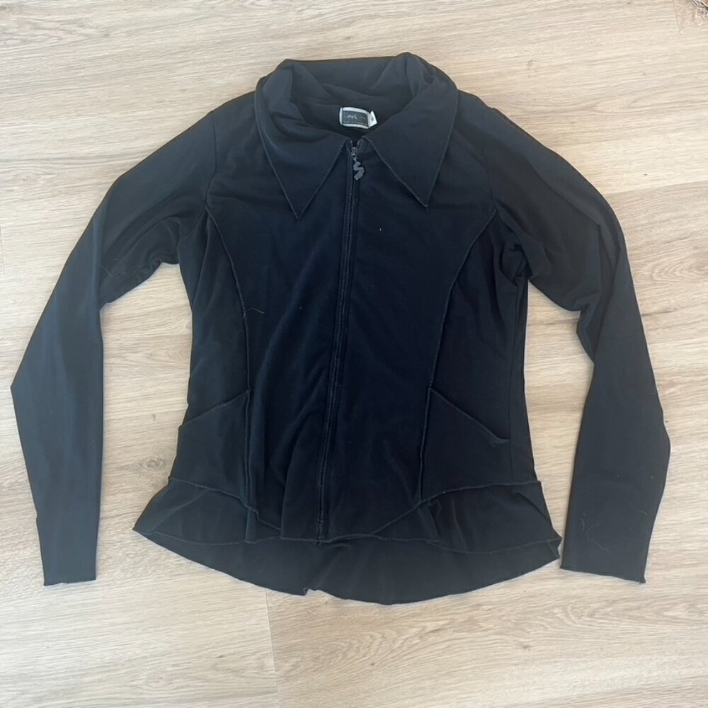 ** SYMPLI The Best Black Straight Line Zip Up Jacket Size 10